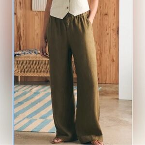 NWT Faherty Monterey Linen Pant in Military Olive
